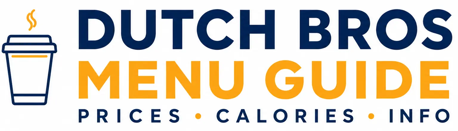 Dutch Bros Menu Guide logo featuring prices, calories, and menu information.